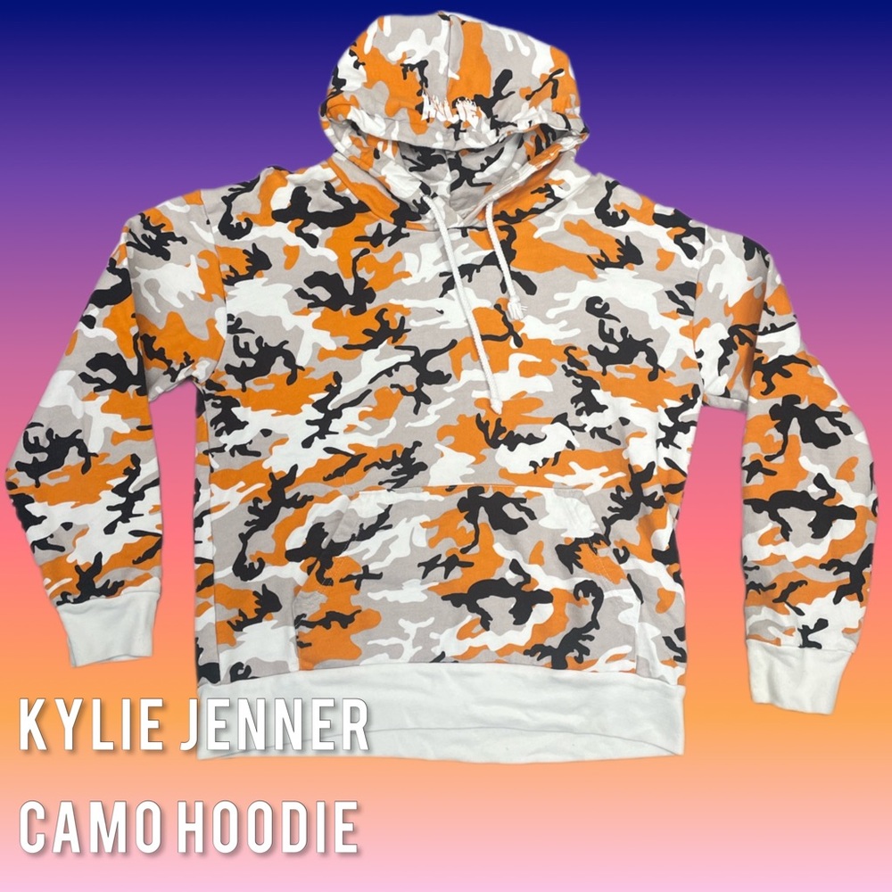 Kylie Jenner Kardashian Camo Orange Hoodie Women's Medium